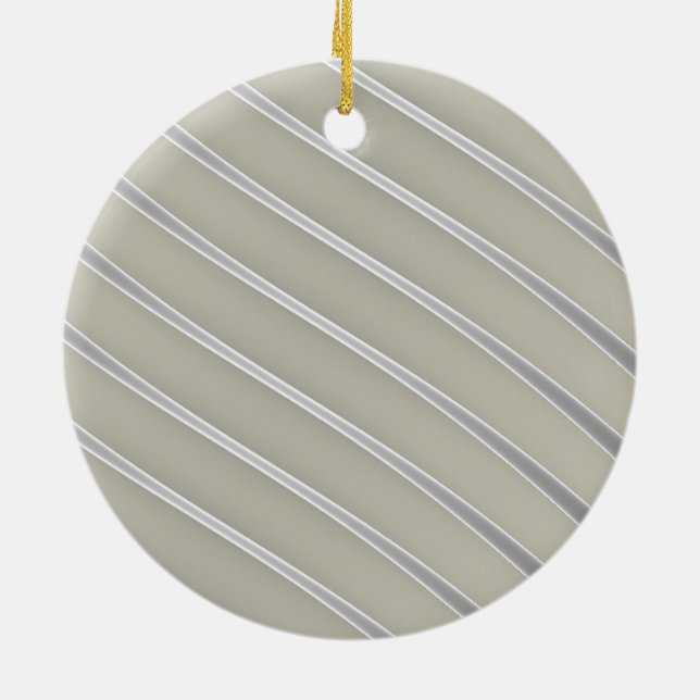 Grey Silver Curved Lines Chic abstract flow Ceramic Ornament (Back)