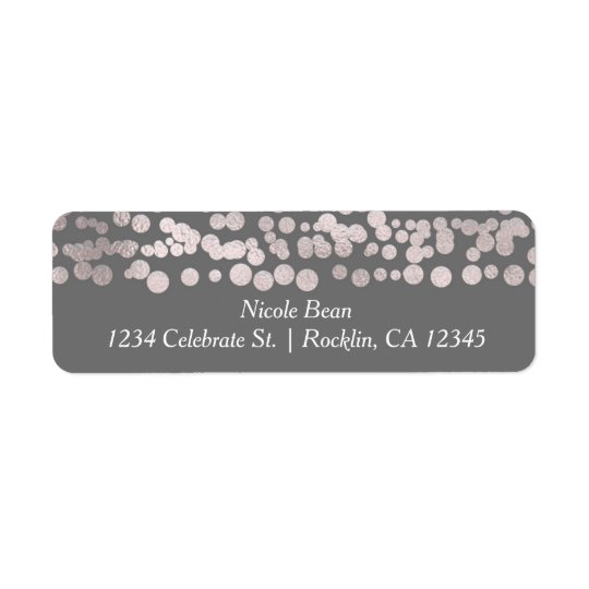 Grey Silver Dots Elegant Glam Wedding Invitation Return Address Label