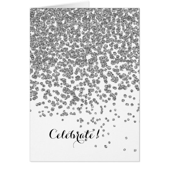 Grey Silver Faux Glitter Card