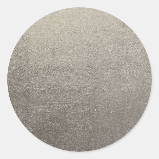 Grey Silver Faux Texture Foil Photo Blank Classic Round Sticker (Front)
