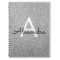 Grey Silver Foil Glitter Sparkle Monogram Notebook