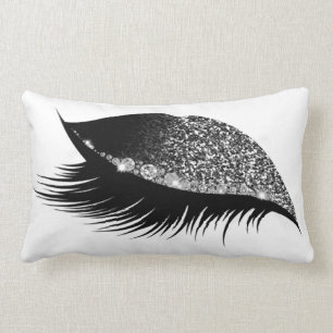 Grey Silver Glitter Sleep Makeup Eye Lash Right Lumbar Cushion