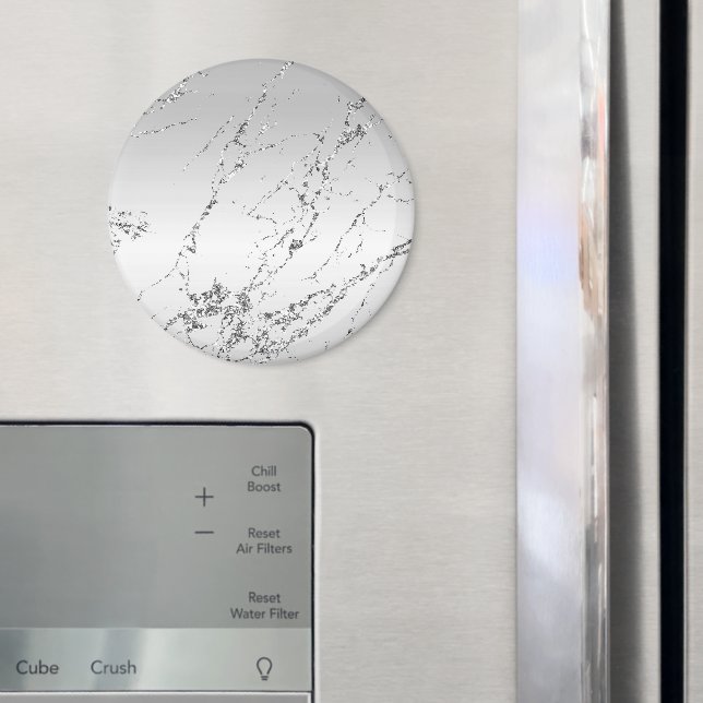 Grey Silver Glitzy Faux Glitter Magnet (In Situ (Fridge))