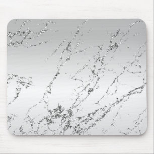 Grey Silver Glitzy Faux Glitter Mouse Pad