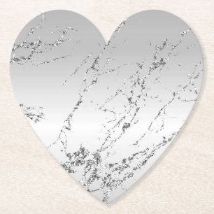 Grey Silver Glitzy Faux Glitter Paper Coaster