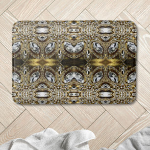 grey silver gold and black art deco pattern bath mat