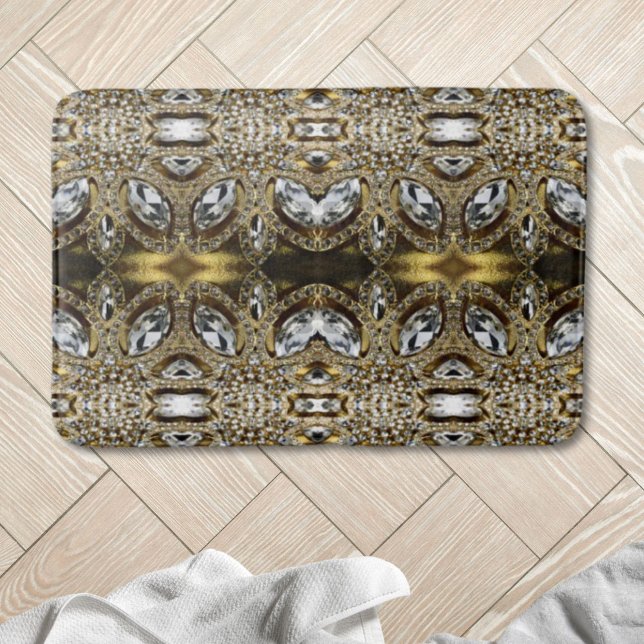grey silver gold and black art deco pattern bath mat (grey silver gold and black art deco pattern bath mat)