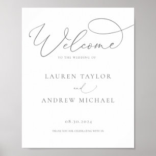 Grey Silver Minimalist Welcome to Our Wedding Sign