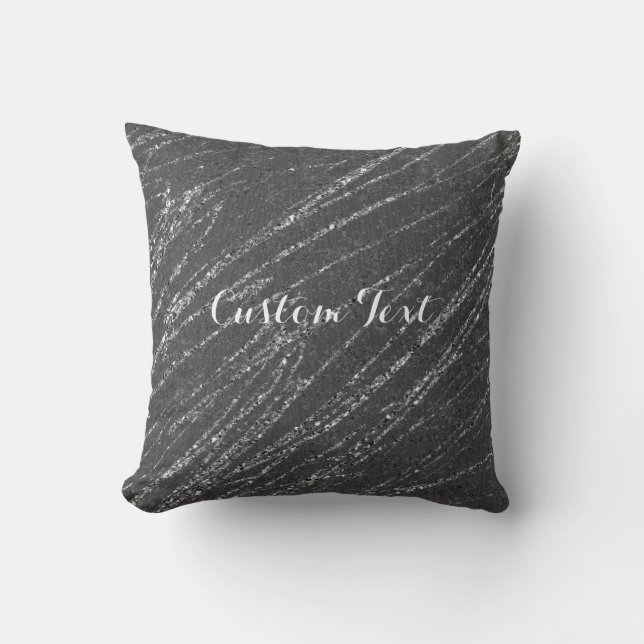Grey & Silver Modern Glam Marble Stripe Cushion (Front)