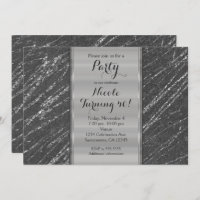 Grey & Silver Modern Glam Marble Stripe Invitation