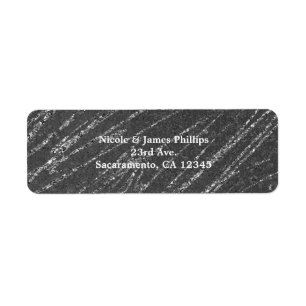 Grey & Silver Modern Glam Marble Stripe Party Return Address Label
