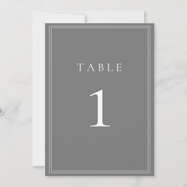 Grey Silver Modern Minimalist Table Number (Front)