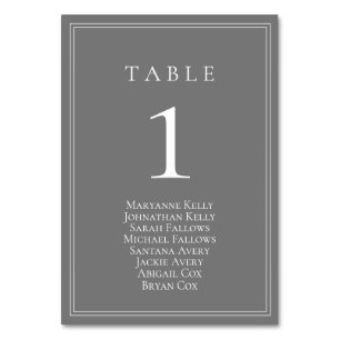 Grey Silver Modern Table Number with Seating Chart