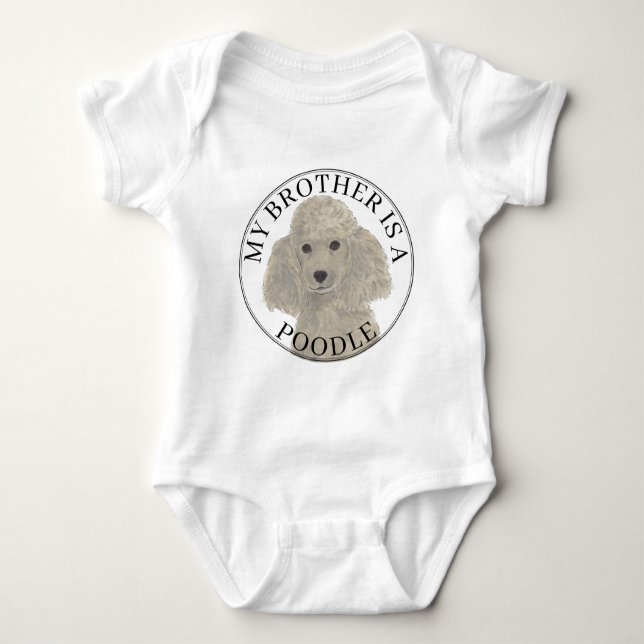 Grey Silver Poodle Dog Baby Bodysuit (Front)