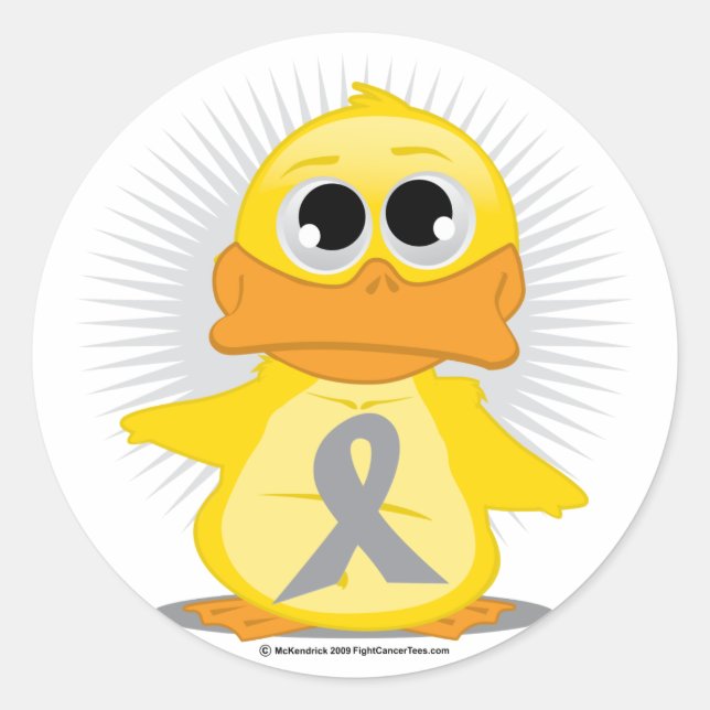 Grey/Silver Ribbon Duck Classic Round Sticker (Front)