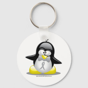 Grey/Silver Ribbon Penguin Key Ring