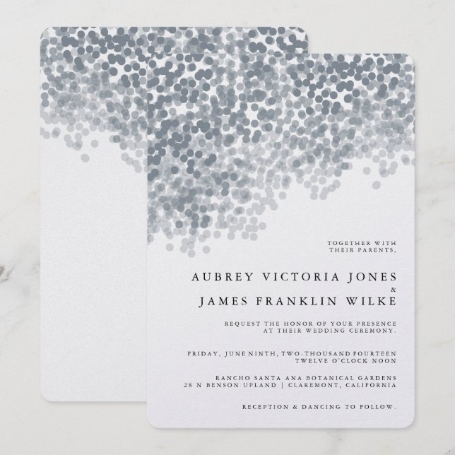Grey Silver Shimmer Light Shower Invitations (Front/Back)