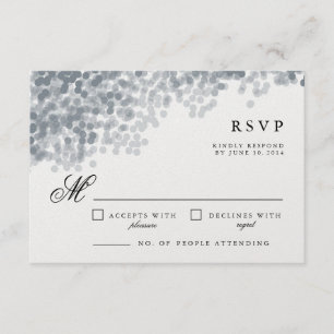 Grey Silver Shimmer Pretty RSVP Response Cards
