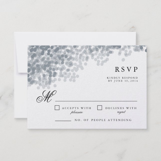 Grey Silver Shimmer | Pretty RSVP Response Cards (Front)