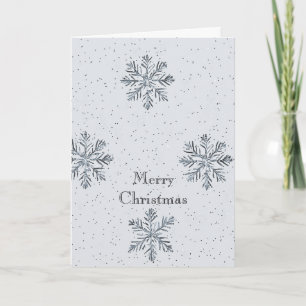 Grey Silver Snowflakes Christmas Card