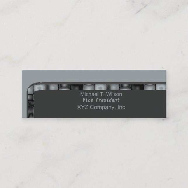 Grey Silver Tile Border Mini Business Card (Front)