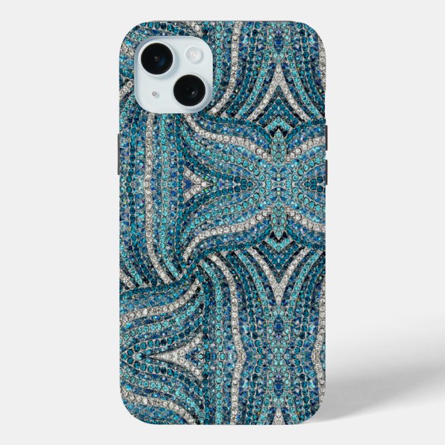grey silver turquoise teal blue bohemian Case-Mate iPhone case (Back)