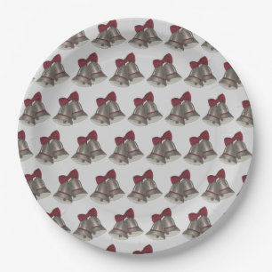 Grey Silver Wedding Bells Marriage Anniversary Paper Plate