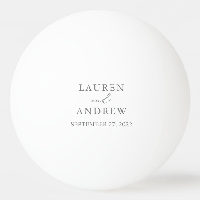 Grey Silver Wedding Personalised Ping Pong Ball (Front)