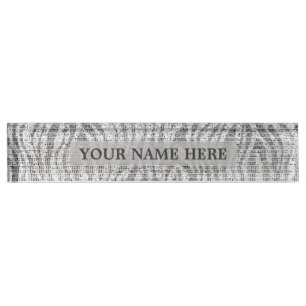 Grey Silver White Zebra Print Glam Personalised Nameplate