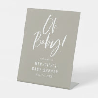 Grey Simple Calligraphy Neutral Baby Shower