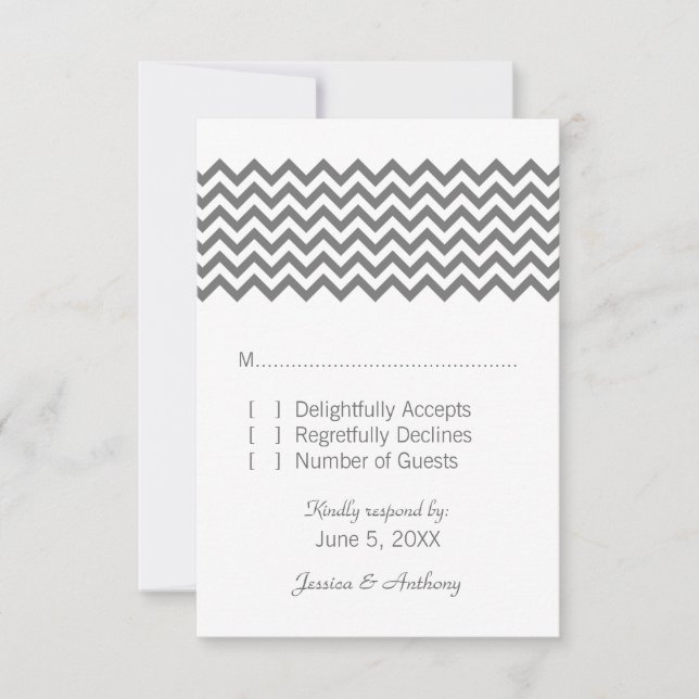 Grey Simple Chevron Response Card (Front)