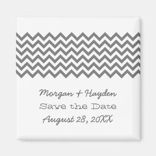 Grey Simple Chevron Save the Date Magnet