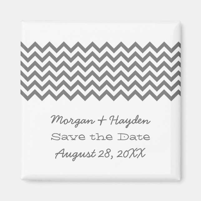 Grey Simple Chevron Save the Date Magnet (Front)
