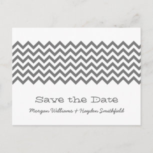 Grey Simple Chevron Save the Date Postcard