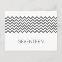 Grey Simple Chevron Table Number Postcard