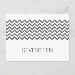 Grey Simple Chevron Table Number Postcard