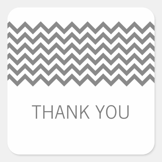 Grey Simple Chevron Thank You Stickers (Front)