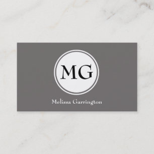 Grey Simple Circle Monogram Custom Business Cards