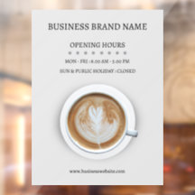 Grey Simple Coffee Cup Business Open Hours Shop