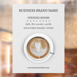 Grey Simple Coffee Cup Business Open Hours Shop