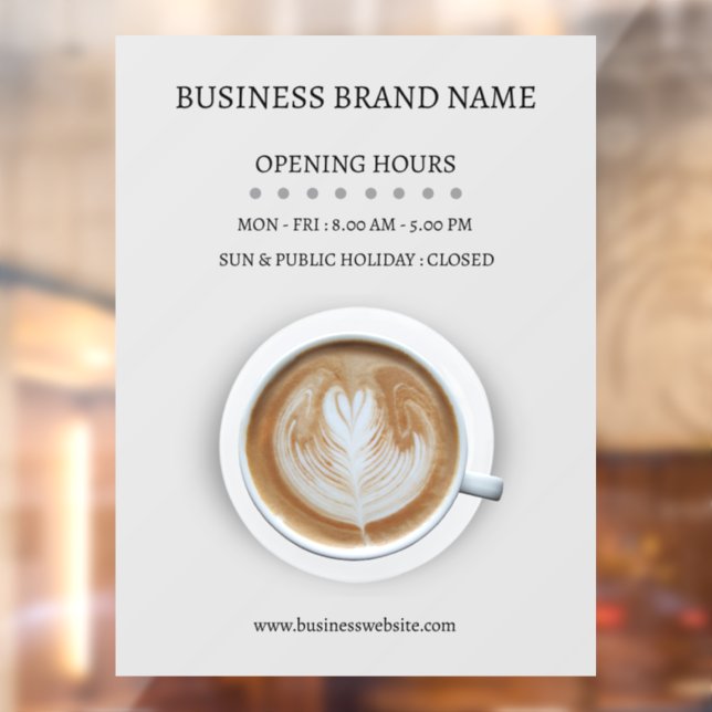 Grey Simple Coffee Cup Business Open Hours Shop (Sheet 2)