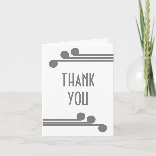 Grey Simple Deco Chic Thank You Card (Front)