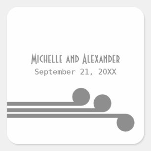 Grey Simple Deco Chic Wedding Stickers