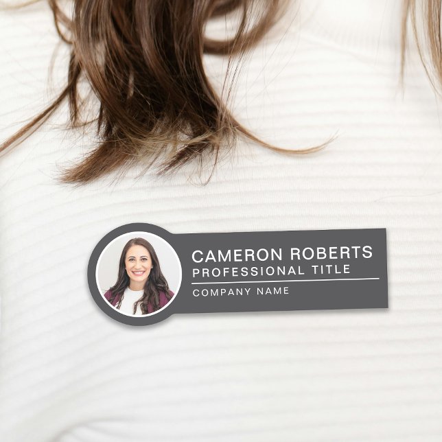 Grey Simple Employee Photo Name Tag (Creator Uploaded)