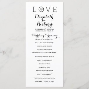 Grey Simple Love Wedding Programs