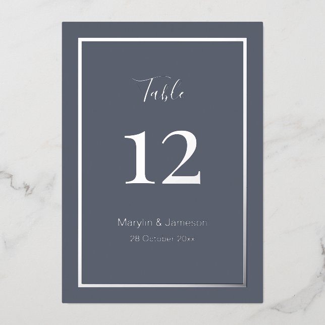 Grey Simple Minimalist Wedding Table Numbers (Front)