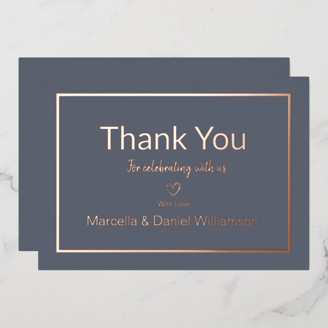 Grey Simple Minimalist Wedding Thank You   (Front/Back)