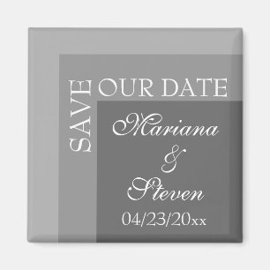 Grey Simple Modern Chic Script Wedding Magnet