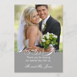 Grey Simple Photo Wedding Thank You Card