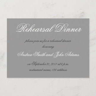 Grey Simple Script Rehearsal Dinner Invitation